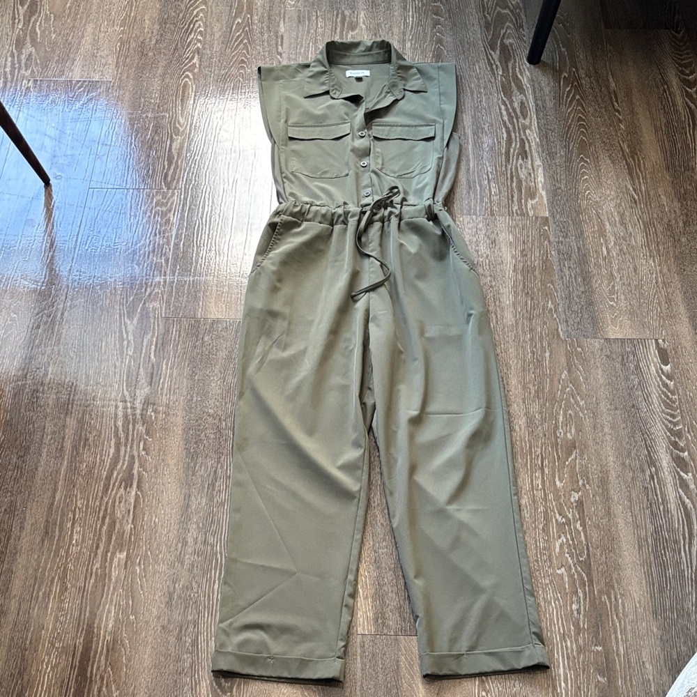Evereve Olive Green Utility Jumpsuit